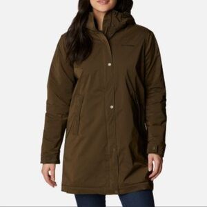 Columbia Women's Clermont fully fleece lined waterproof mid hooded rain jacket